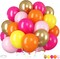 Summer Party Balloons, Hot Pink Orange Yellow Latex Balloons (12 Inches)